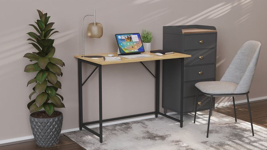 Стол раскладной Морис 900 Ferrum-decor 750x900x500 Черный металл ДСП Дуб Артизан 16 мм (FRD-107316) FRD-107316 фото