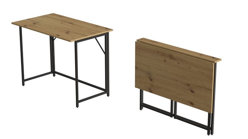 Стол раскладной Морис 900 Ferrum-decor 750x900x500 Черный металл ДСП Дуб Артизан 16 мм (FRD-107316) FRD-107316 фото