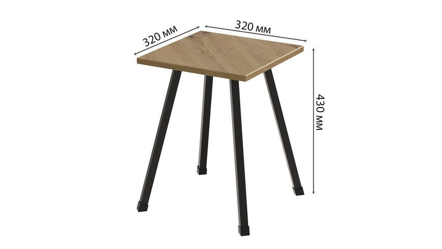 Табурет Ferrum-decor 430x320x320 Чорний метал ДСП Дуб Артизан 16 мм (FRD-106916) FRD-106916 фото