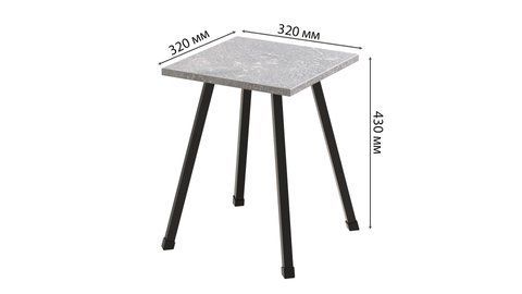 Табурет Ferrum-decor 430x320x320 Чорний метал ДСП Бетон 16 мм (FRD-106917) FRD-106917 фото
