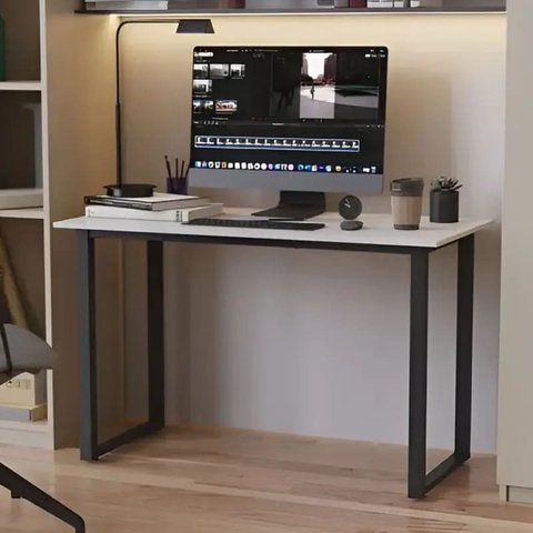 Стол письменный Кнап 2 Ferrum-decor 750x1400x700 Черный металл ДСП Белый 16 мм (FRD-106426) FRD-106426 фото