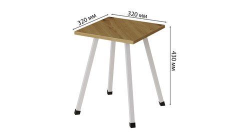 Табурет Ferrum-decor 430x320x320 Білий метал ДСП Дуб Артизан 16 мм (FRD-106919) FRD-106919 фото