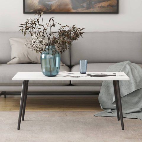 Стол журнальный Монтана Ferrum-decor 45x100x50 Черный металл ДСП Белый 16 мм (FRD-106717) FRD-106717 фото
