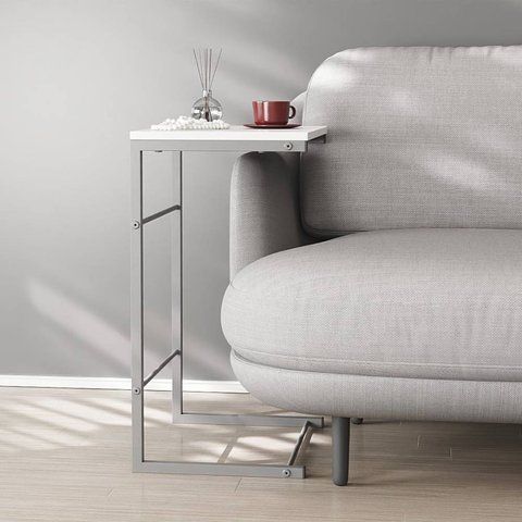 Столик приставний Террі Ferrum-decor 650x440x330 Сірий метал ДСП Біле 16 мм (FRD-104662) FRD-104662 фото