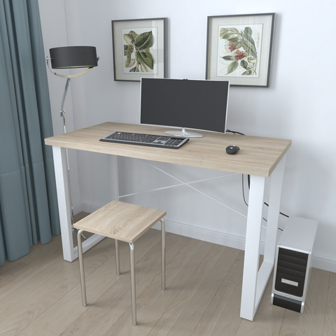 Письмовий стіл Ferrum-decor Драйв 750x1400x700 Білий метал ДСП Дуб Сонома 16 мм (FRD-103209) FRD-103209 фото