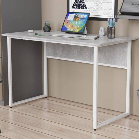 Стіл письмовий Коді Ferrum-decor 75x140x60 Білий метал ДСП Бетон 32 мм (FRD-106595) FRD-106595 фото