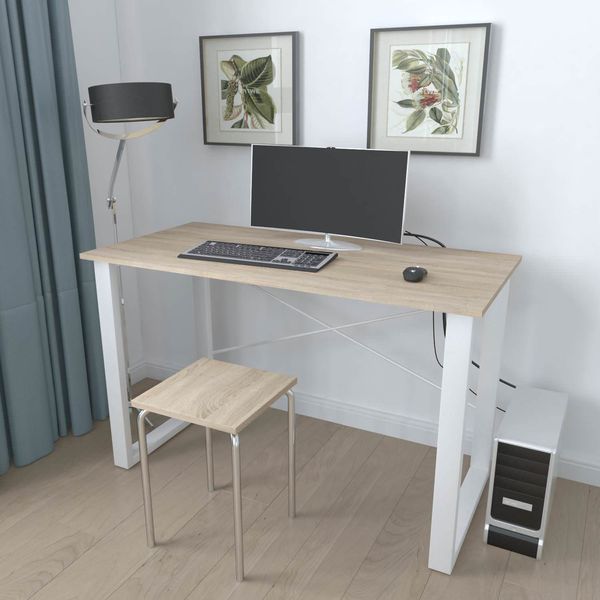 Письмовий стіл Ferrum-decor Драйв 750x1400x700 Білий метал ДСП Дуб Сонома 16 мм (FRD-103209) FRD-103209 фото