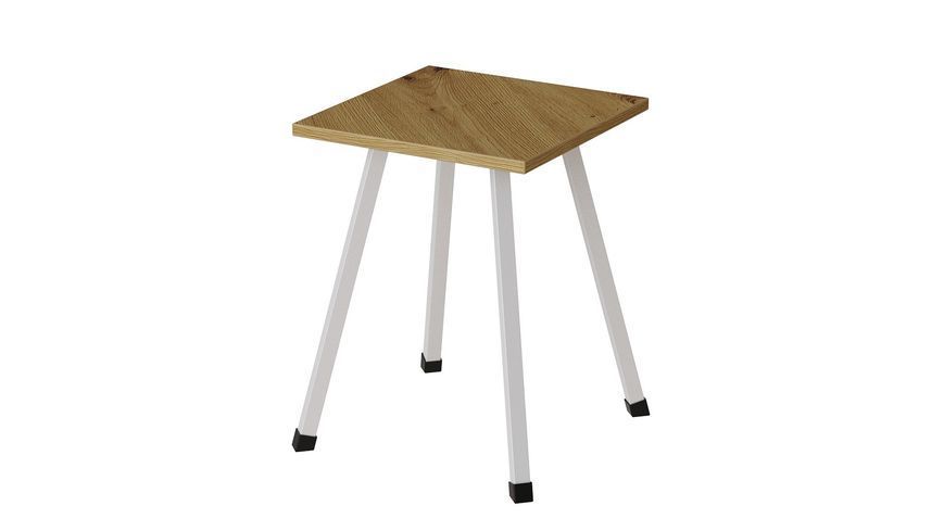 Табурет Ferrum-decor 430x320x320 Білий метал ДСП Дуб Артизан 16 мм (FRD-106919) FRD-106919 фото