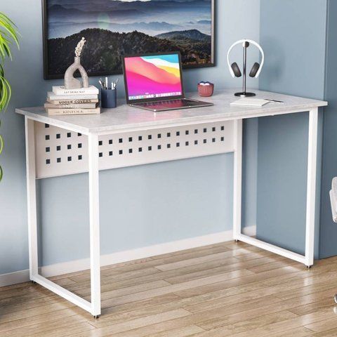 Стол письменный Майк Ferrum-decor 75x140x70 Белый металл ДСП Бетон 16 мм (FRD-106538) FRD-106538 фото