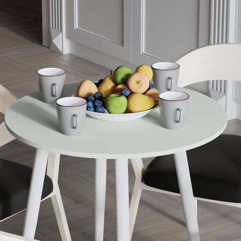 Стол круглый OPTIMA 4 ноги на конус Ferrum-decor 750x670x670 Белый металл ДСП Кашемир 16 мм (FRD-107571) FRD-107571 фото