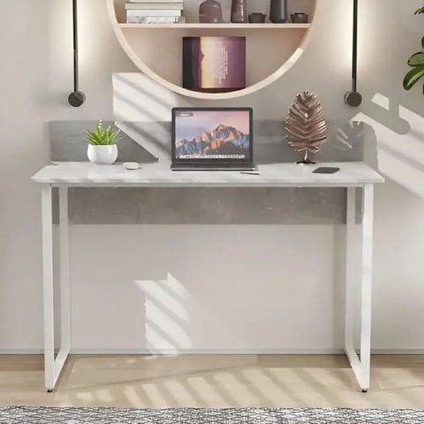 Стіл письмовий Скай Ferrum-decor 75x100x60 Білий метал ДСП Бетон 32 мм (FRD-106655) FRD-106655 фото