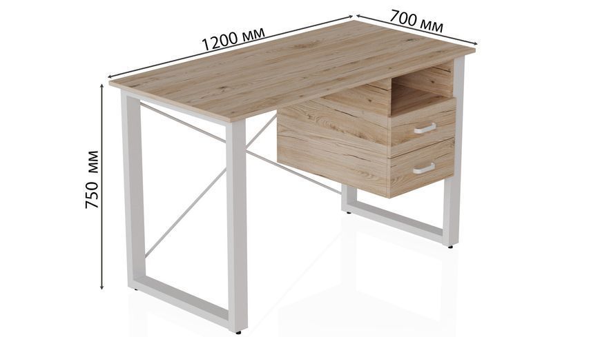 Письмовий стіл із ящиками Ferrum-decor Оскар 750x1200x700 метал Білий ДСП Дуб Сан-Марино 16 мм (FRD-103263) FRD-103263 фото