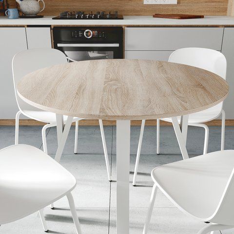 Стол круглый MARSI 4 870-4 ноги на конус Ferrum-decor 750x870x870 Белый металл ДСП Дуб Сонома 16 мм (FRD-107439) FRD-107439 фото