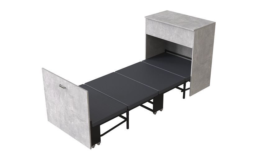 Ліжко трансформер комод ASCET 3 Ferrum-decor 920x2000x700 Чорний метал ДСП Бетон 16 мм (FRD-107339) FRD-107339 фото