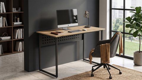 Стіл письмовий Майк Ferrum-decor 75x100x60 Чорний метал ДСП Дуб Евок Прибережний 16 мм (FRD-108225) FRD-108225 фото
