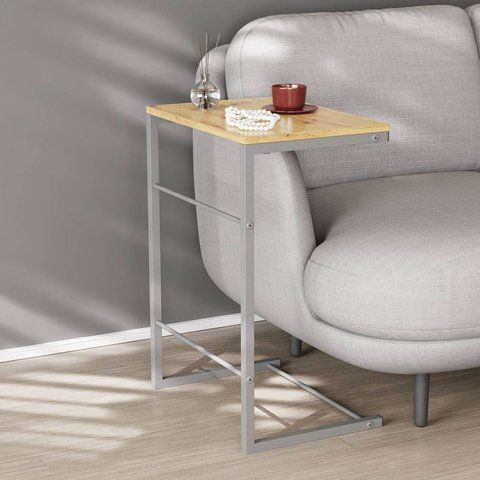 Столик приставний Террі Ferrum-decor 650x440x330 Сірий метал ДСП Дуб Артизан 16 мм (FRD-104667) FRD-104667 фото