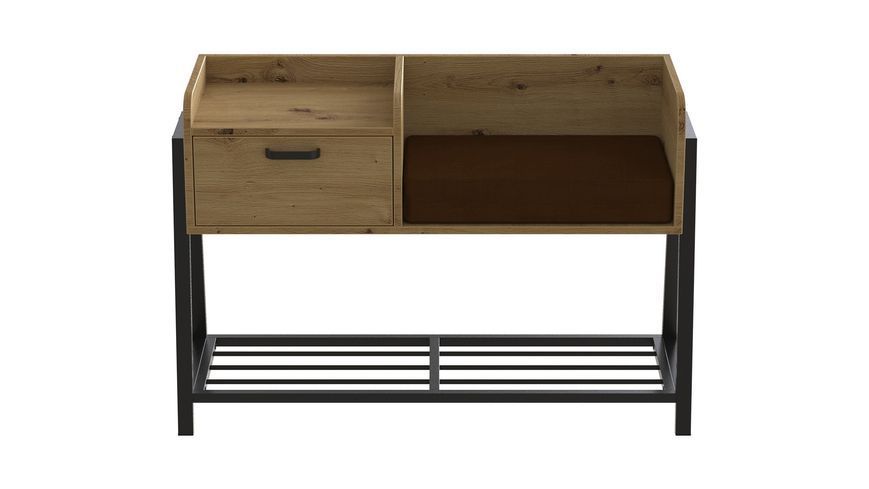 Банкетка з тумбочкою Ferrum-decor Бланка 540x1000x320 метал Чорний ДСП Дуб Артизан 16 мм (FRD-103029) FRD-103029 фото