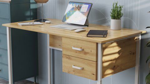 Комп'ютерний стіл Ferrum-decor Дакота 75x140x60 білий ДСП Дуб Артизан 32 мм (FRD-107275) FRD-107275 фото