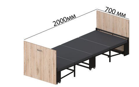 Ліжко трансформер ASCET 1 Ferrum-decor 650x2000x700 Чорний метал ДСП Дуб Сан-Марино 16 мм (FRD-107326) FRD-107326 фото