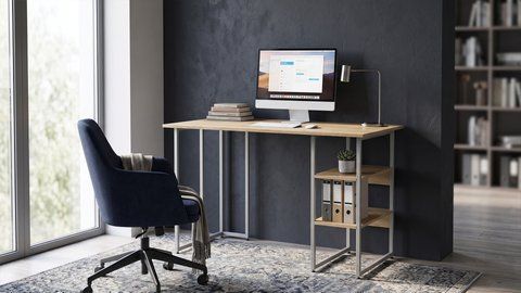 Стіл письмовий Кевін Ferrum-decor 75x140x70 Сірий метал ДСП Дуб Евок Прибережний 16 мм (FRD-108077) FRD-108077 фото