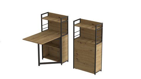 Стіл книжка з етажеркою Практик 1 Ferrum-decor 1200x640x990 Чорний метал ДСП Дуб Артизан 16 мм (FRD-104616) FRD-104616 фото