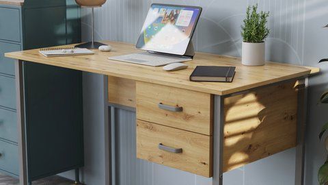 Комп'ютерний стіл Ferrum-decor Дакота 75x140x60 сірий ДСП Дуб Артизан 32 мм (FRD-107277) FRD-107277 фото