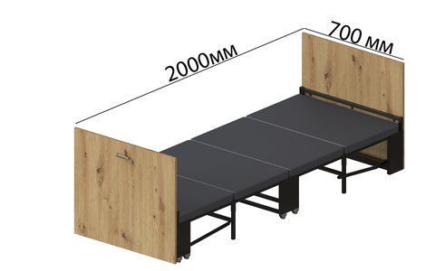 Ліжко трансформер ASCET 1 Ferrum-decor 650x2000x700 Чорний метал ДСП Дуб Артизан 16 мм (FRD-107328) FRD-107328 фото