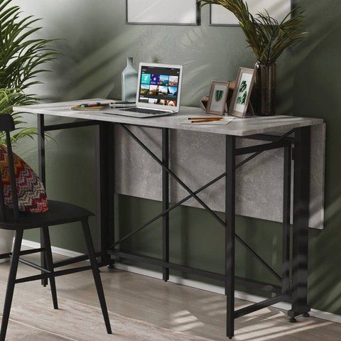 Стіл-книга трансформер Оріон 3 Ferrum-decor 750x1150x880 Чорний метал ДСП Бетон 16 мм (FRD-105087) FRD-105087 фото