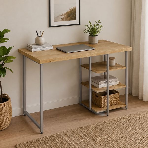 Стол письменный Кевин Ferrum-decor 75x140x70 Серый металл ДСП Дуб Евок Прибрежный 32 мм (FRD-108080) FRD-108080 фото