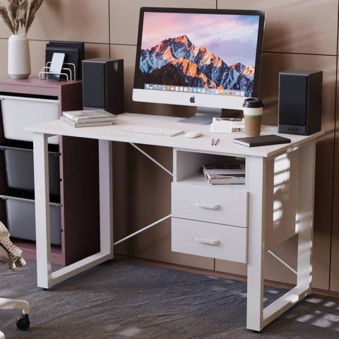 Письмовий стіл із ящиками Ferrum-decor Оскар 750x1200x600 метал Білий ДСП Біле 16 мм (FRD-103220) FRD-103220 фото