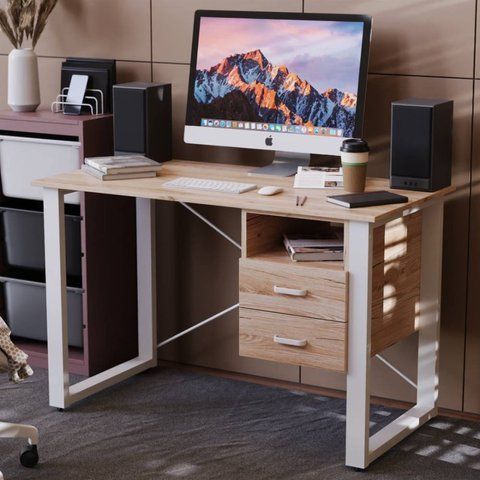 Письмовий стіл із ящиками Ferrum-decor Оскар 750x1200x600 метал Білий ДСП Дуб Сан-Марино 16 мм (FRD-103221) FRD-103221 фото