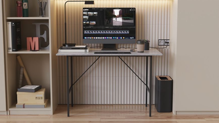 Стіл письмовий LINE Тайм Ferrum-decor 750x1000x500 Чорний метал ДСП Бетон 16 мм (FRD-104870) FRD-104870 фото