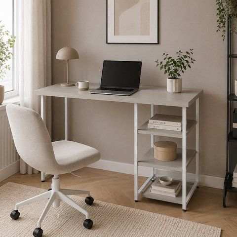 Стіл письмовий Кевін Ferrum-decor 75x140x60 Білий метал ДСП Кашемір 32 мм (FRD-108133) FRD-108133 фото