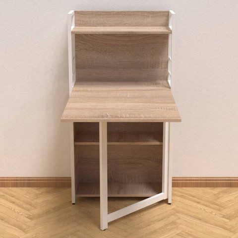 Стіл книжка з етажеркою Практик 1 Ferrum-decor 1200x640x990 Білий метал ДСП Дуб Сонома 16 мм (FRD-104621) FRD-104621 фото