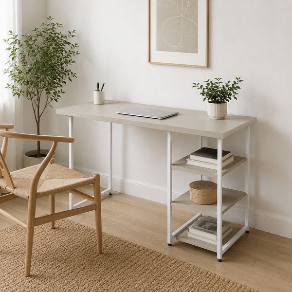 Стіл письмовий Кевін Ferrum-decor 75x140x60 Білий метал ДСП Кашемір 32 мм (FRD-108133) FRD-108133 фото