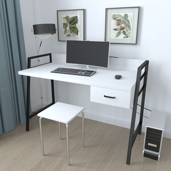 Письмовий стіл Ferrum-decor 750x1000x600 Чорний метал ДСП Біле 32 мм (FRD-103422) FRD-103422 фото