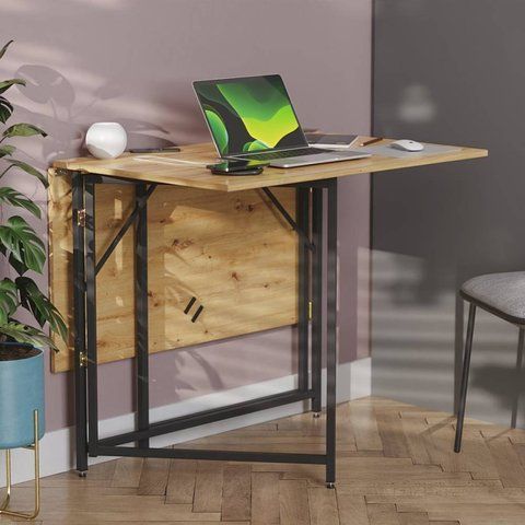 Стол трансформер книжка Вуди Ferrum-decor 75x130x90 Черный металл ДСП Дуб Артизан 16 мм (FRD-106750) FRD-106750 фото