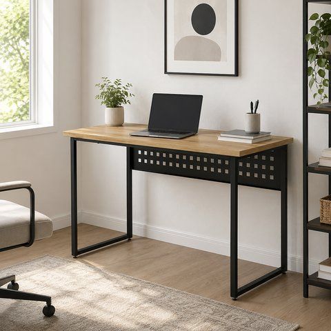 Стіл письмовий Майк Ferrum-decor 75x120x60 Чорний метал ДСП Дуб Евок Прибережний 32 мм (FRD-108234) FRD-108234 фото