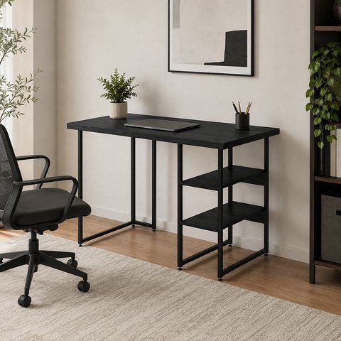 Стіл письмовий Кевін Ferrum-decor 75x100x60 Чорний метал ДСП Каштан Арвадонна 32 мм (FRD-108084) FRD-108084 фото