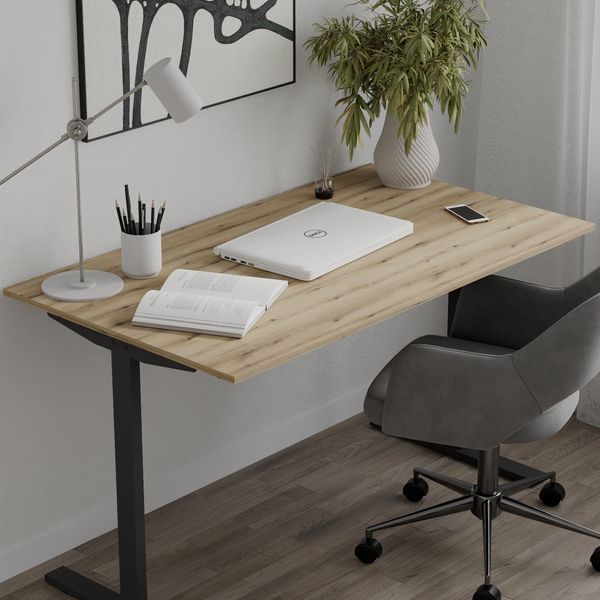 Стол письменный Space Ferrum-decor 750x1400x700 Черный металл ДСП Дуб Евок Прибрежный 16 мм (FRD-107984) FRD-107984 фото