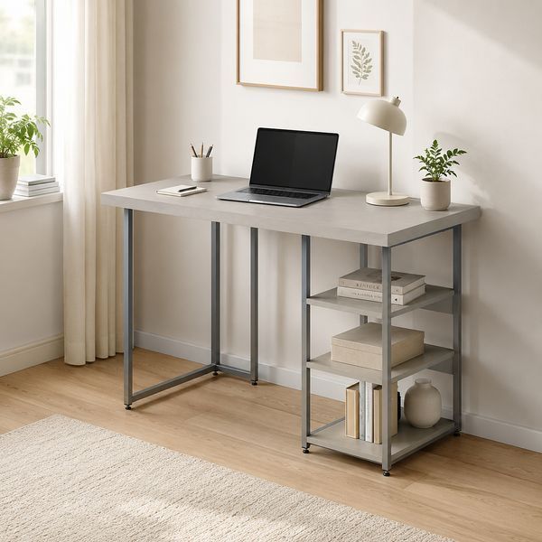 Стіл письмовий Кевін Ferrum-decor 75x140x60 Сірий метал ДСП Кашемір 32 мм (FRD-108134) FRD-108134 фото