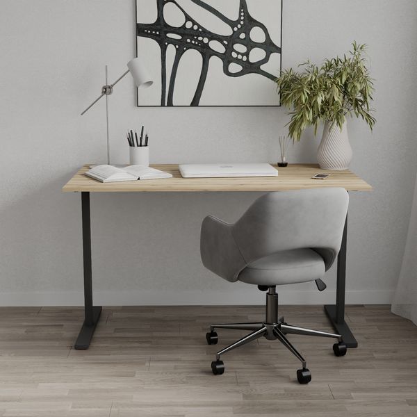 Стол письменный Space Ferrum-decor 750x1400x700 Черный металл ДСП Дуб Евок Прибрежный 16 мм (FRD-107984) FRD-107984 фото