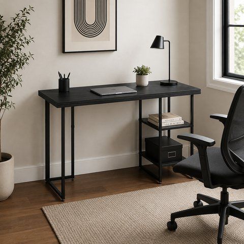 Стіл письмовий Кевін Ferrum-decor 75x120x60 Чорний метал ДСП Каштан Арвадонна 32 мм (FRD-108090) FRD-108090 фото