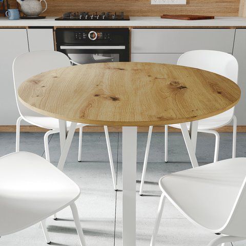 Стол круглый MARSI 4 870-4 ноги на конус Ferrum-decor 750x870x870 Белый металл ДСП Дуб Артизан 16 мм (FRD-107440) FRD-107440 фото