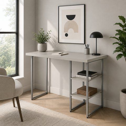 Стіл письмовий Кевін Ferrum-decor 75x100x70 Сірий метал ДСП Кашемір 32 мм (FRD-108140) FRD-108140 фото