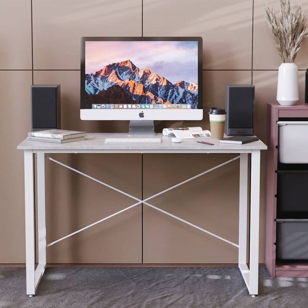 Стол письменный Дейв Ferrum-decor 750x1400x600 Белый металл ДСП Бетон 16 мм (FRD-106447) FRD-106447 фото