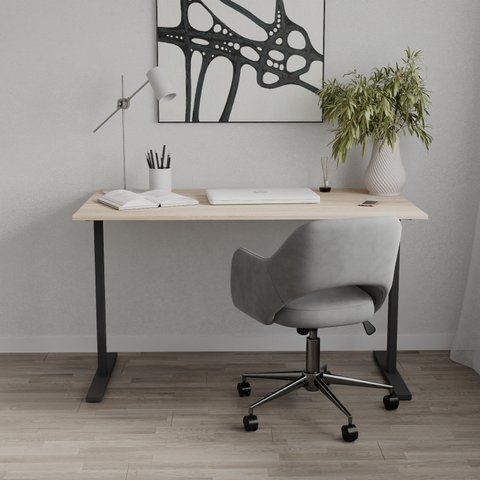 Стол письменный Space Ferrum-decor 750x1400x700 Черный металл ДСП Дуб Сонома 16 мм (FRD-107985) FRD-107985 фото