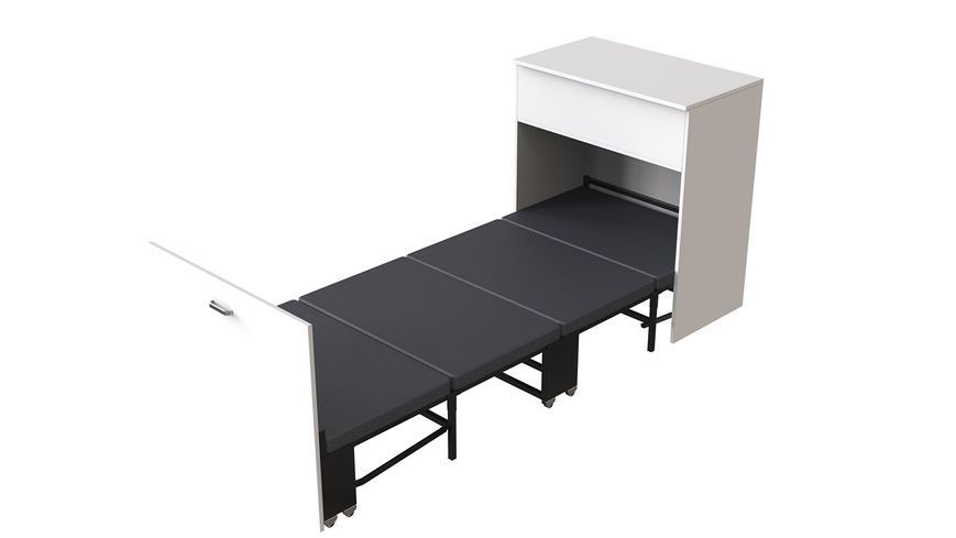 Ліжко трансформер комод ASCET 3 Ferrum-decor 920x2000x700 Чорний метал ДСП Білий 16 мм (FRD-107335) FRD-107335 фото