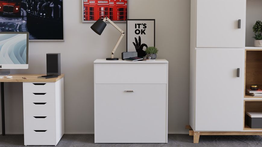 Ліжко трансформер комод ASCET 3 Ferrum-decor 920x2000x700 Чорний метал ДСП Білий 16 мм (FRD-107335) FRD-107335 фото