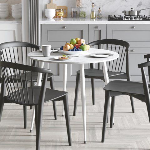 Стол круглый OPTIMA 5 ноги на конус Ferrum-decor 750x900x900 Белый металл ДСП Бетон 16 мм (FRD-107491) FRD-107491 фото